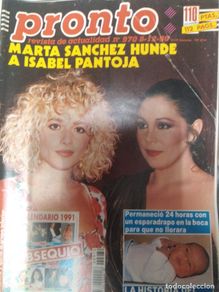 Collectionnisme de Magazine Pronto: REVISTA PRONTO 970 ISABEL PANTOJA Y MARTA SÁNCHEZ, ESPARTACO, JUAN PARDO, CRIMEN LUANCO 1990